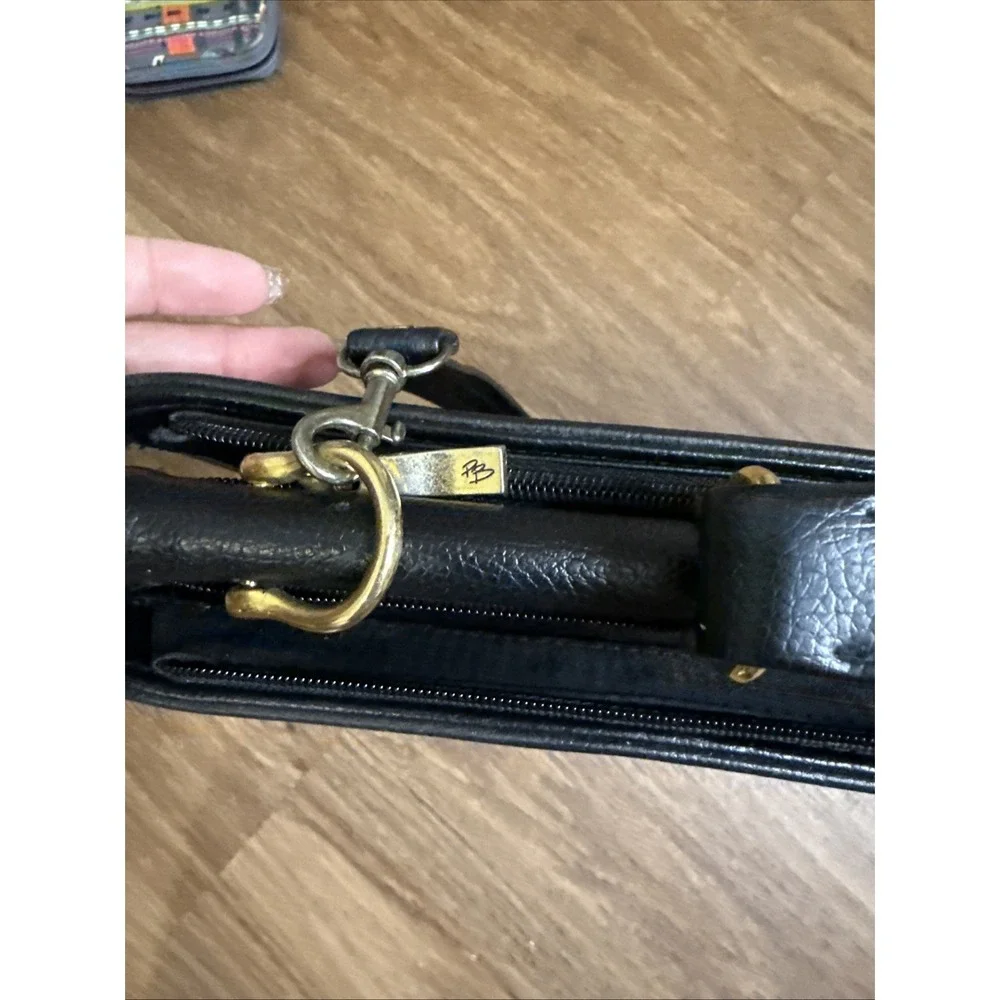 Pierre BALMAIN Paris Vintage Leather Briefcase Black Gold 80s Laptop Bag - Picture 7 of 11